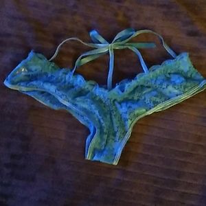 Blue Lace Panties with Bow in Back